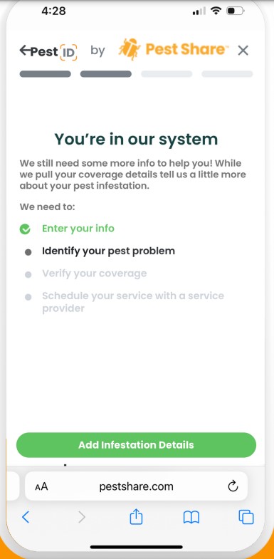Pest control request process